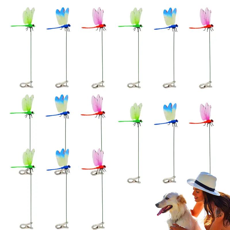 12-Piece Dragonfly Garden Decor Set — Includes 3D Dragonfly Garden Stakes in 4 Colors