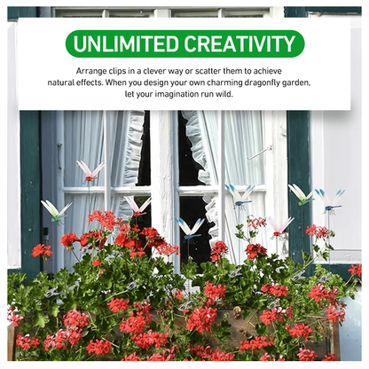 12-Piece Dragonfly Garden Decor Set — Includes 3D Dragonfly Garden Stakes in 4 Colors