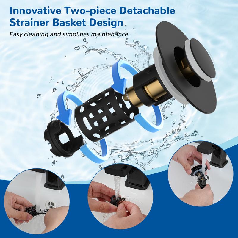 Upgraded 3-in-1 Bathroom Sink Drain Strainer Bathroom Accessories Set