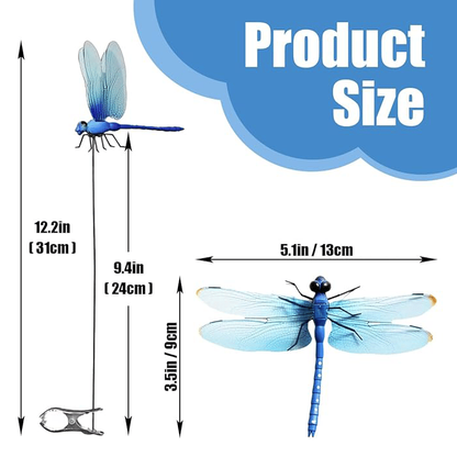 12-Piece Dragonfly Garden Decor Set — Includes 3D Dragonfly Garden Stakes in 4 Colors