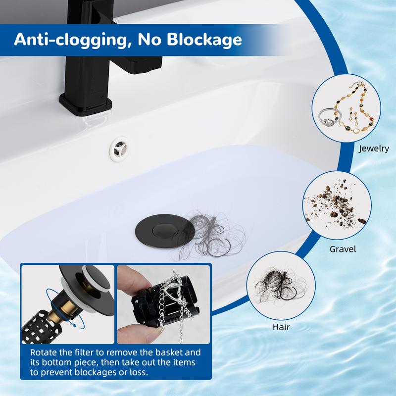 Upgraded 3-in-1 Bathroom Sink Drain Strainer Bathroom Accessories Set