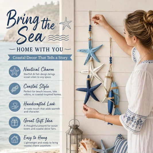 Mediterranean Starfish & Fish Hanging Coastal Ornaments 🐠✨